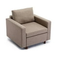 thumbnail image 4 of 2 Seat Module Sectional Sofa Couch with 1 Ottoman L Shaped Sleeper Sofa for Living Room, Cushion Covers Non-removable and Non-Washable, Brown, 4 of 9