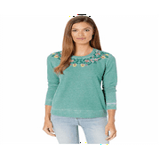 Lucky Brand Women's Embroidered Novelty Sweatshirt Green Size M