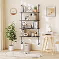 thumbnail image 2 of Springg 4-Tier Wall-Mounted Bookshelf, Industrial Modern Floating Storage Display Shelves with Metal Frame, Wall-Mounted Ladder Wooden Bookcase for Living Room, Kitchen, Bar, Office (1, Black), 2 of 9