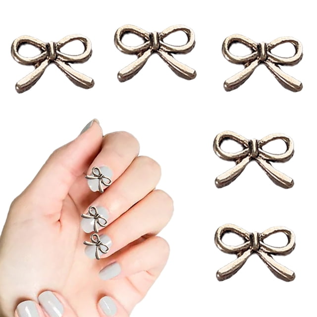 Adorno de aleación para uñas con 10 letras y lazo, adorno de aleación retro para taladro de uñas, arte decorativo para uñas