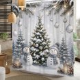 thumbnail image 3 of Duangreer Gray Snowman Bath Curtain with 12 Hooks, Winter Silver Christmas Tree Waterproof Fabric Bathroom Curtain, 72"x72", 3 of 5