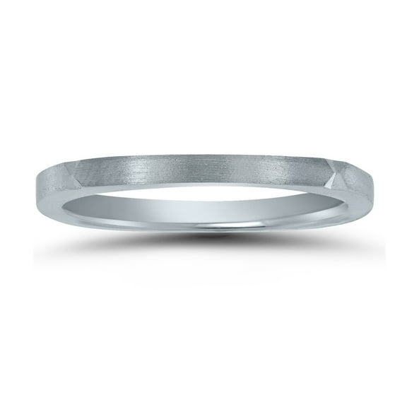 SZUL Women's Thin 1.5MM Four Sided Wedding Band with Matte Finish in 14K White Gold