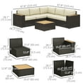 thumbnail image 3 of Outsunny 6-Piece Rattan Patio Furniture Set with Corner Sofa, Table, Khaki, 3 of 10