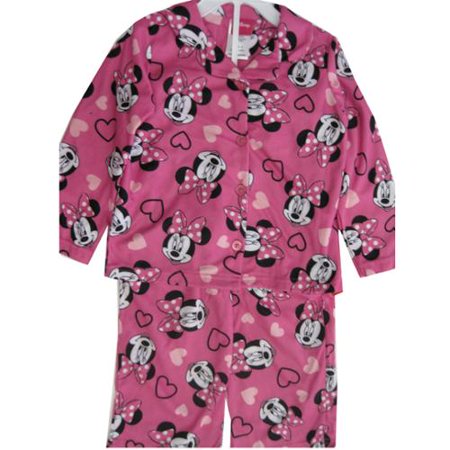 Little Girls Pink Black Minnie Mouse Heart 2 Pc Pajama Set 4-6