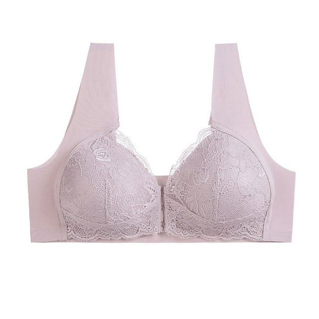 Kabnic Wireless Plus Size Bras, Full Coverage Bras, Middle Aged And Elderly Bras Without Steel Rings Large Size Underwear Front Button Style Bra Comfortable Bra