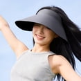 thumbnail image 3 of HONHUZH Summer Hats Womens Foldable Open Top Sun Visor Hat Wide Brim UPF 50 Summer Outdoor Beach Cap, 3 of 3