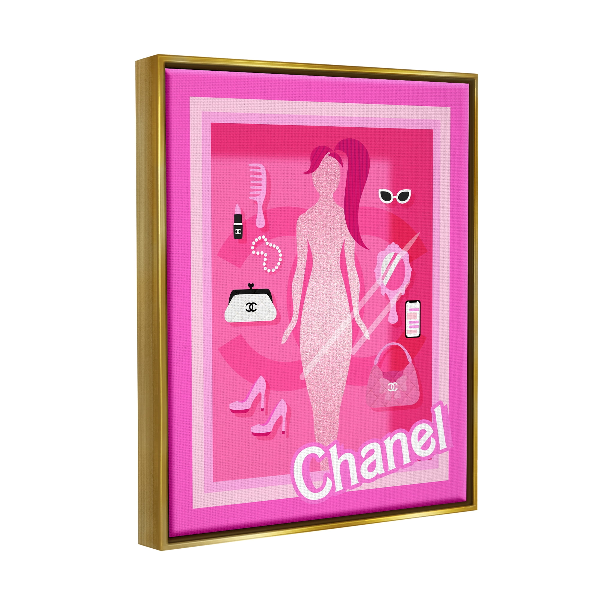 Stupell Industries Trendy Fashion Doll Beauty & Fashion Painting Gold Floater Framed Art Print Wall Art, 25 x 31