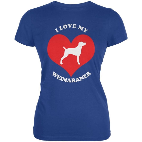 Valentines I Love My Weimaraner Royal Juniors Soft T-Shirt - Large