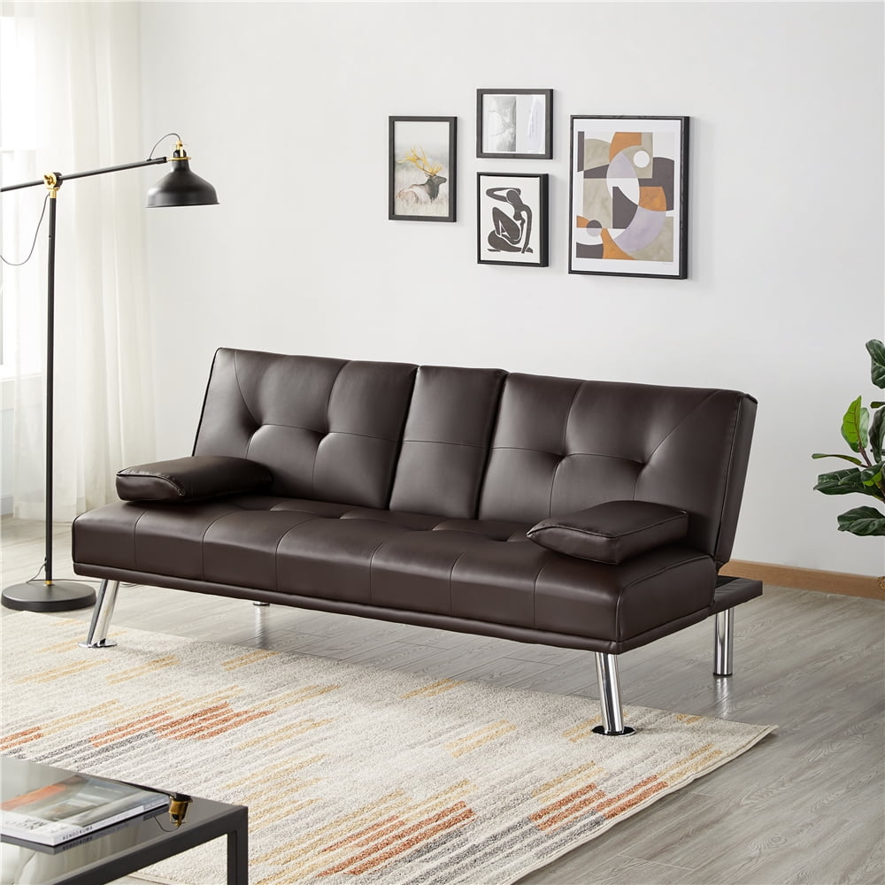 Sofa Bed Futon Convertible Couch Sleeper Leather Room Living Modern Pillowtop 