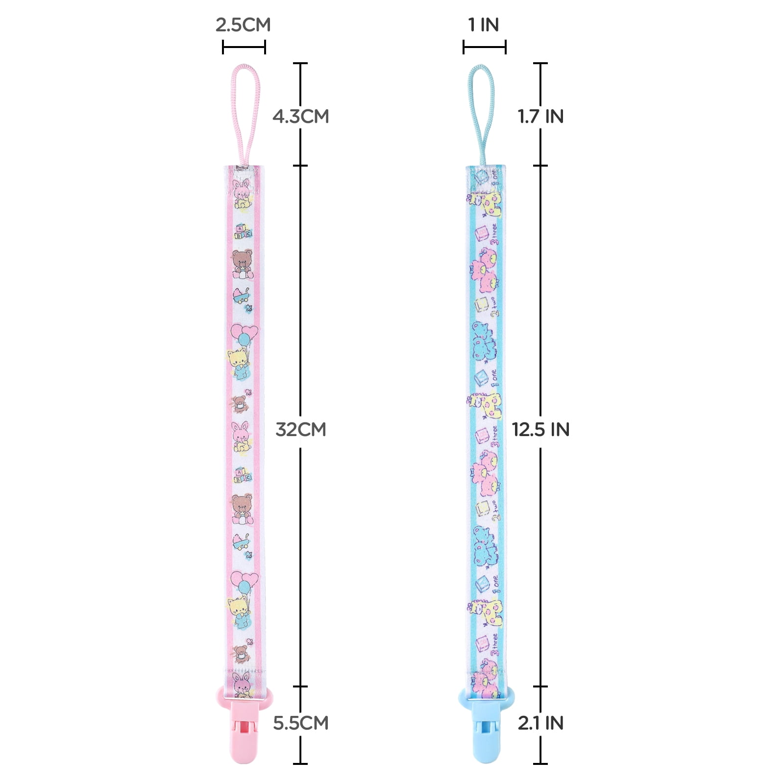 Littleforbig Adult Pacifier Clip Little Cuties 3 Paci Clips Set - Pink, Yellow, Blue