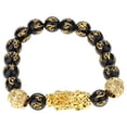 thumbnail image 1 of Pulsera de obsidiana tallada con Pi Xiu para la prosperidad Feng Shui: atrae la riqueza. Obsidiana 10mm, 1 of 7