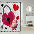 thumbnail image 2 of Red Love Pattern Shower Curtains,Happy Valentine's Day Bath Curtain,Cute Dwarf Bathroom Decor Set with 12 Hooks for Bathtub,72" Long, 2 of 5