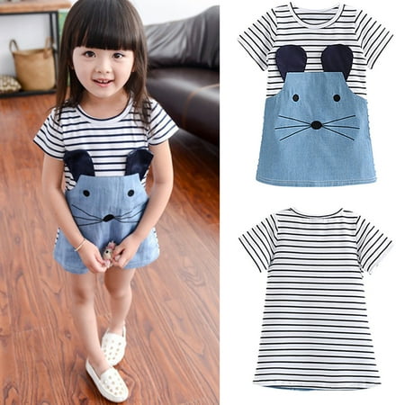 

Lovebay 2-6T Baby Grils Short Sleeve 3D Mouse Ear Shift Dress