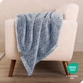 thumbnail image 6 of Bare Home Faux Shearling Blanket - Fluffy & Soft - Lightweight - King, Dark Blue - Tipped, 6 of 7