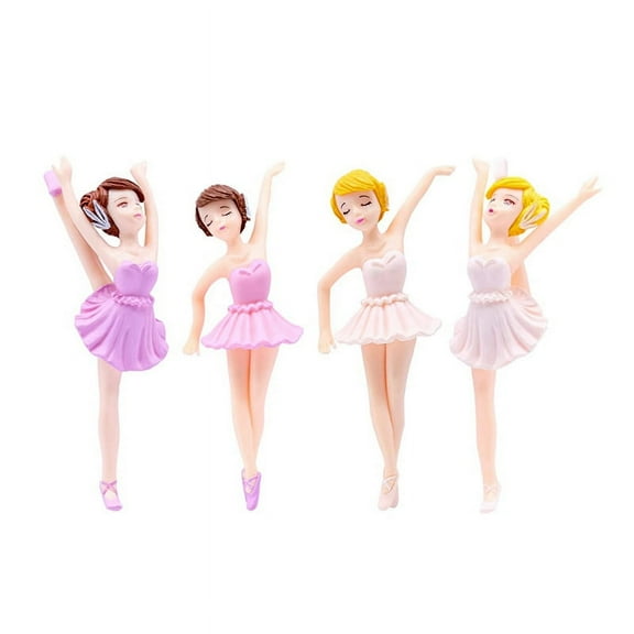 4Pcs Miniature Ballet Girl Figure Desktop Collection Cake Decoration, Girl Cake Topper Plant Pot Decoration,4 x Figurines,Photo color