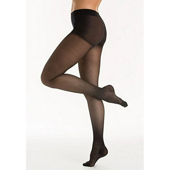 15-20 mmHg Medium Compression Pantyhose, Graduated Compression & Support Hosiery Fine Italian Made Fashionable Sheer Stockings (Size 3 Black)