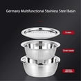 thumbnail image 2 of YUSUIYI Grating and Slicing Bowl,3 in 1 Germany Multifunctional Stainless Steel Basin with Drain Basket for Vegetables, 2 of 7