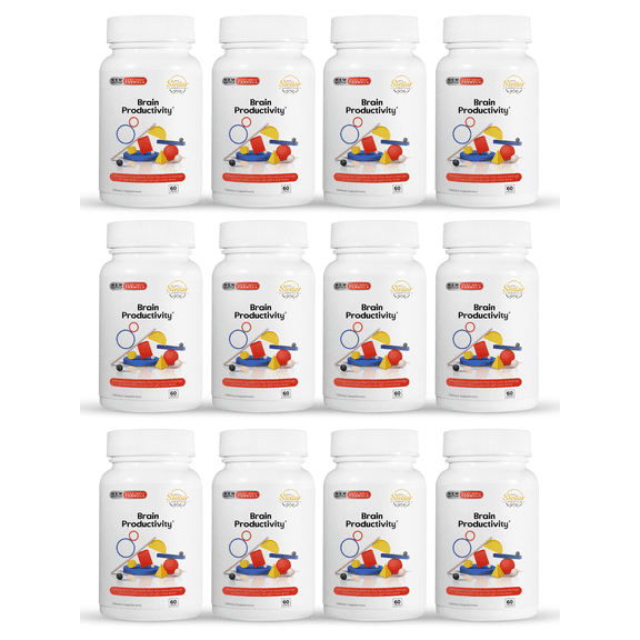 12 Pack Brain Productivity, helps reduce overwhelm and improve attention & focus-60 Capsules x12