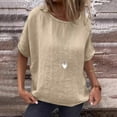 thumbnail image 2 of Womens 100% Linen Tops Crewneck Short Sleeve Blouses Casual Summer, 2 of 9