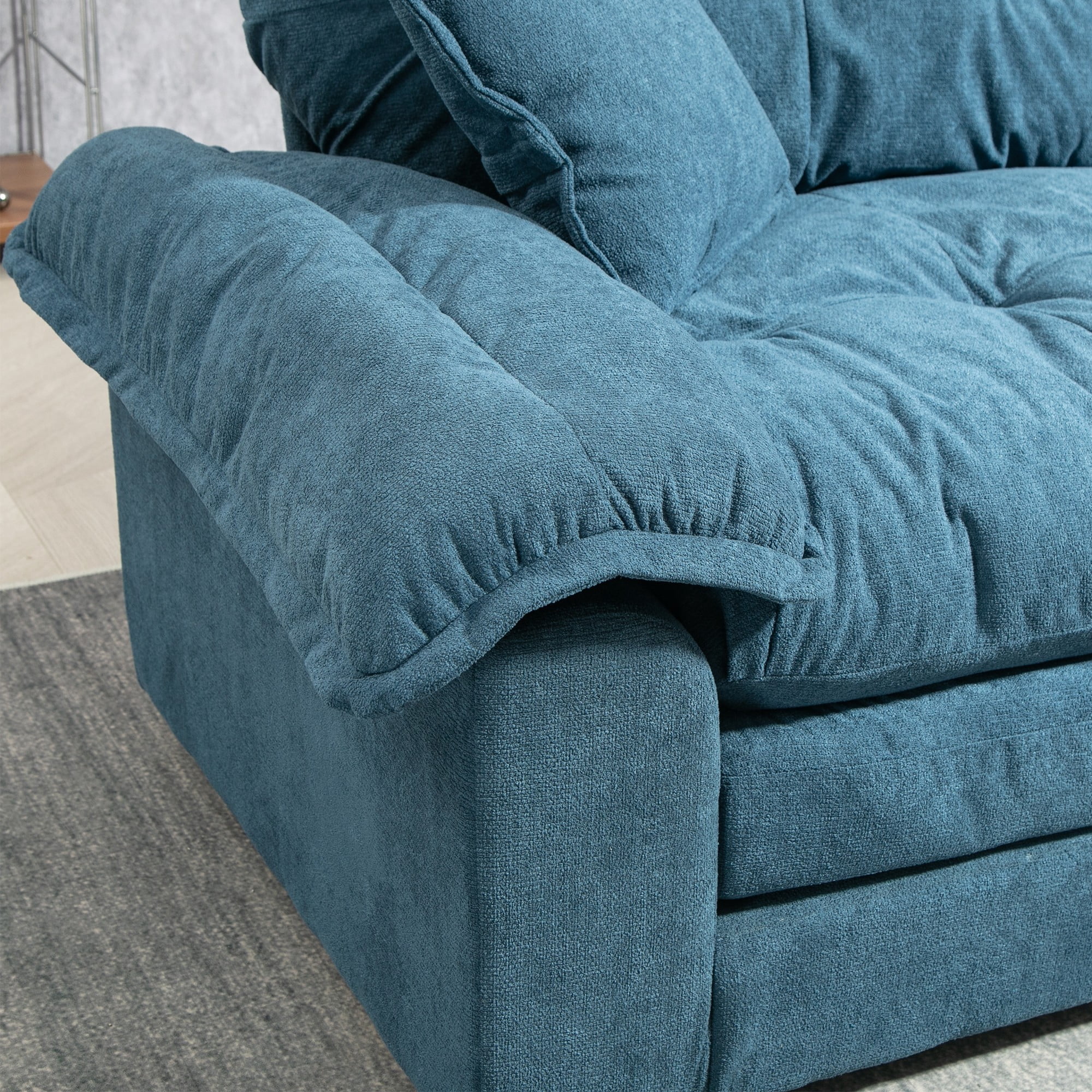 84" Chenille Loveseat Sofa Upholstered Deep Seat Sofa Couch with 2 Throw Pillows for Living Room Apartment Office,Blue