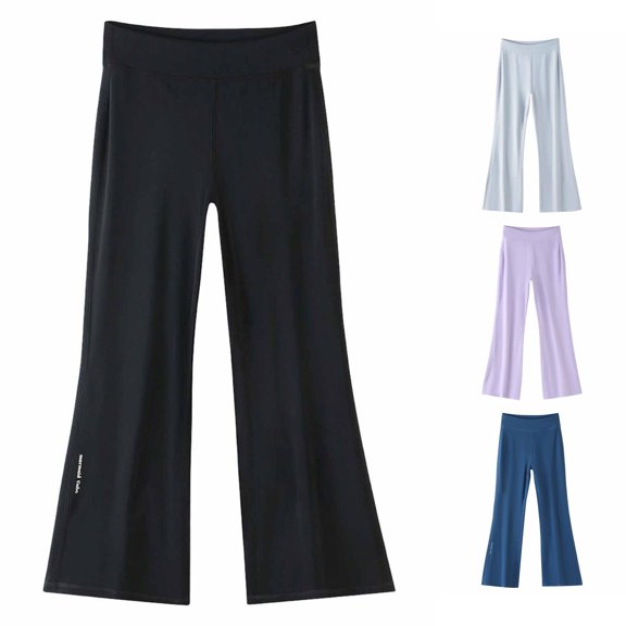XAOFW Lightweight Girls Back To School Flared Pants High Waist Fit Casual Wide Leg Trousers For Kids Breathable Sun Protective Pants Trendy Bottoms 5-6 Years