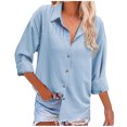 thumbnail image 2 of Rciityk Women's Button Up Shirts Fall Casual Pleated Long Sleeve Cardigan Tops Loose Turndown Collar Blouses, 2 of 7