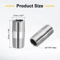 thumbnail image 2 of Uxcell 2pcs Stainless Steel Nipple Pipe Fitting 3/8" NPT x 3/8" NPT Male Threaded 1.46" Length Nipple Cast Pipe for Connecting Extending Beer Machine Bathroom Gas Air Plumbing, 2 of 6