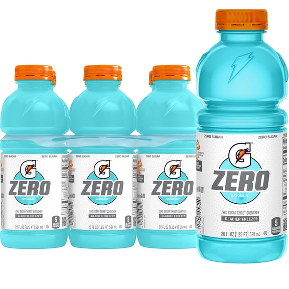 Gatorade Zero Sugar Thirst Quencher Glacier Freeze 20 fl oz 6 Count Bottles