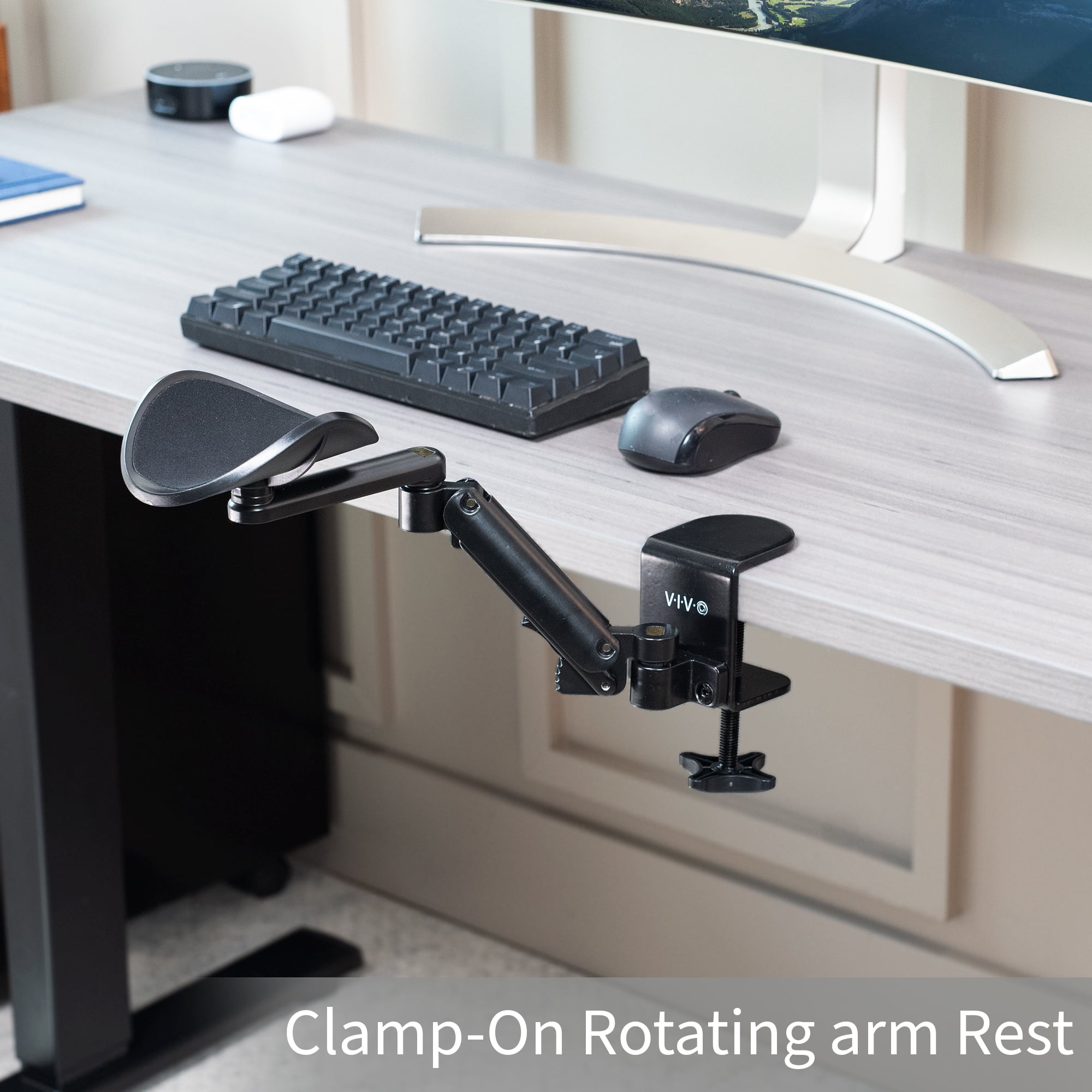 VIVO Black Universal Clamp-on Adjustable Ergonomic Arm and Wrist Rest Pad