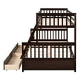 thumbnail image 5 of Twin Over Full Bunk Bed with Storage Drawer, Solid Wood Bunk Bed Frame with Ladders & Safety Guardrail, Bedroom Furniture for Kids, Teens, Adults, Espresso, 5 of 8
