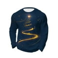 thumbnail image 2 of Amzcrzy Sudadera Para Hombre Con Estampado Navideño, Manga Larga, Cuello Redondo, Azul Oscuro, 2Xl, 2 of 4