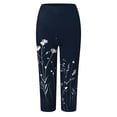 thumbnail image 5 of YDFCWXW Women's Capri Leggings Floral Printed Plus Size Capris High Waist Knee Length Slim Fit Cropped Legging for Yoga Navy, S, 5 of 6
