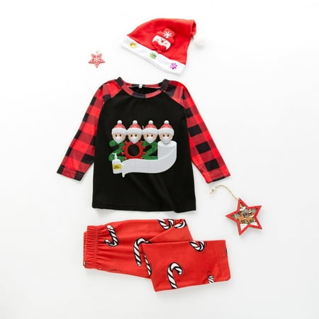 

XIAOFFENN Parent-child Warm Christmas Set Printed Home Wear Pajamas Two-piece Mom Set