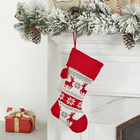 Holiday Time Knit Reindeer Christmas Stocking, 20