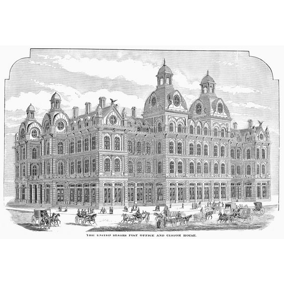 Chicago: Post Office, 1878. /Nthe United States Post Office And Custom House At Chicago, Illinois. Wood Engraving, American, 1878. Poster Print by  (18 x 24)