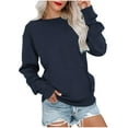 thumbnail image 2 of Levmjia Clearance Women's Sweatshirt Crewneck Tops Solid Blouse Fashion Fall Winter Long Sleeves Casual Shirts Round Neck Pullover Tunic Tops, 2 of 5