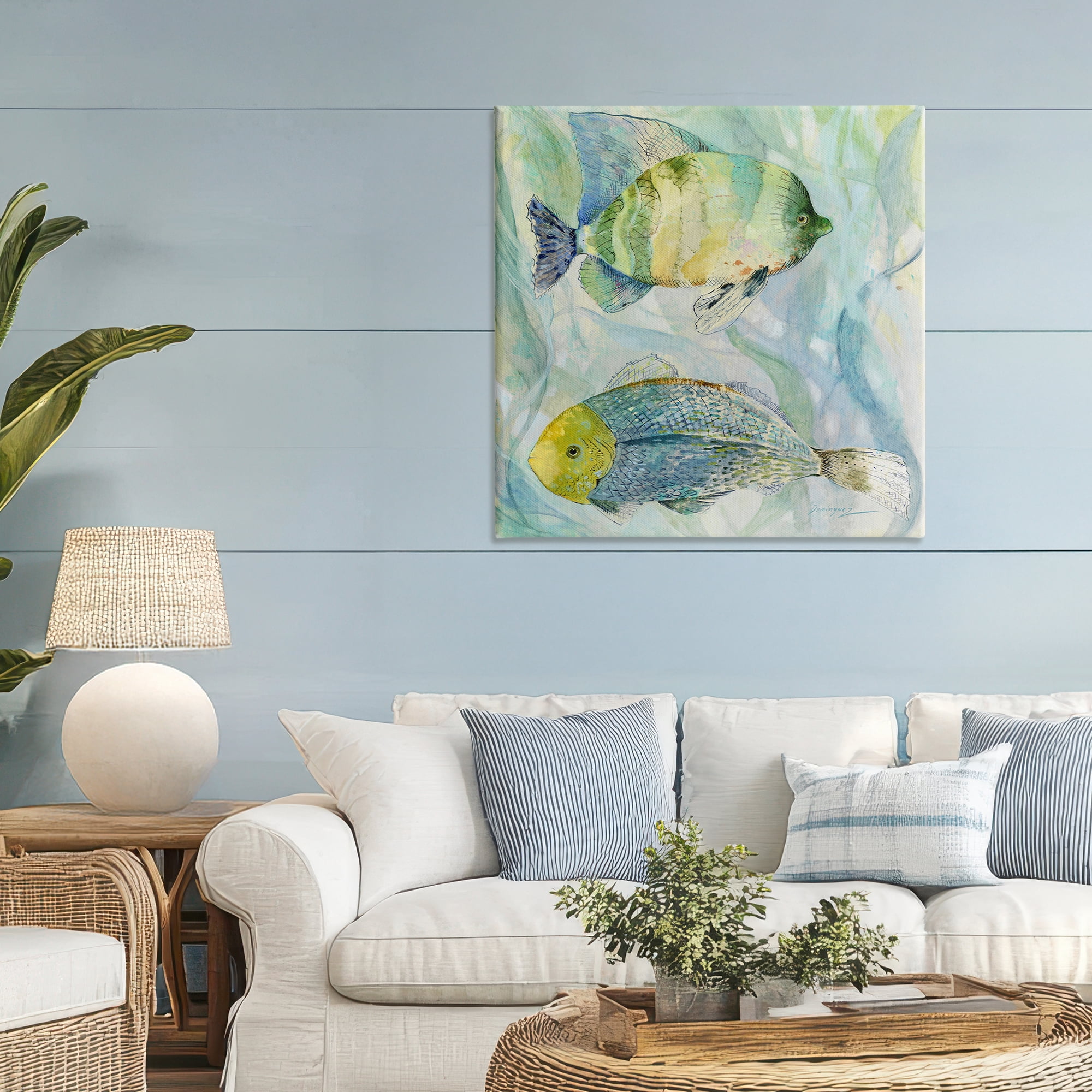 Stupell Industries Sweet Fish Duo Blue Green Canvas Wall Art, design by Lorenzo Collective