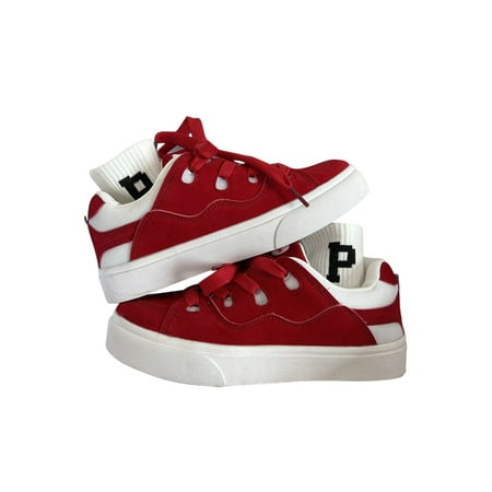 

Woobling Unisex Casual Shoe Comfort Fashion Sneaker Non Slip Sneakers Work Flats Lightweight Skate Shoes Lace Up Breathable Red 9.5