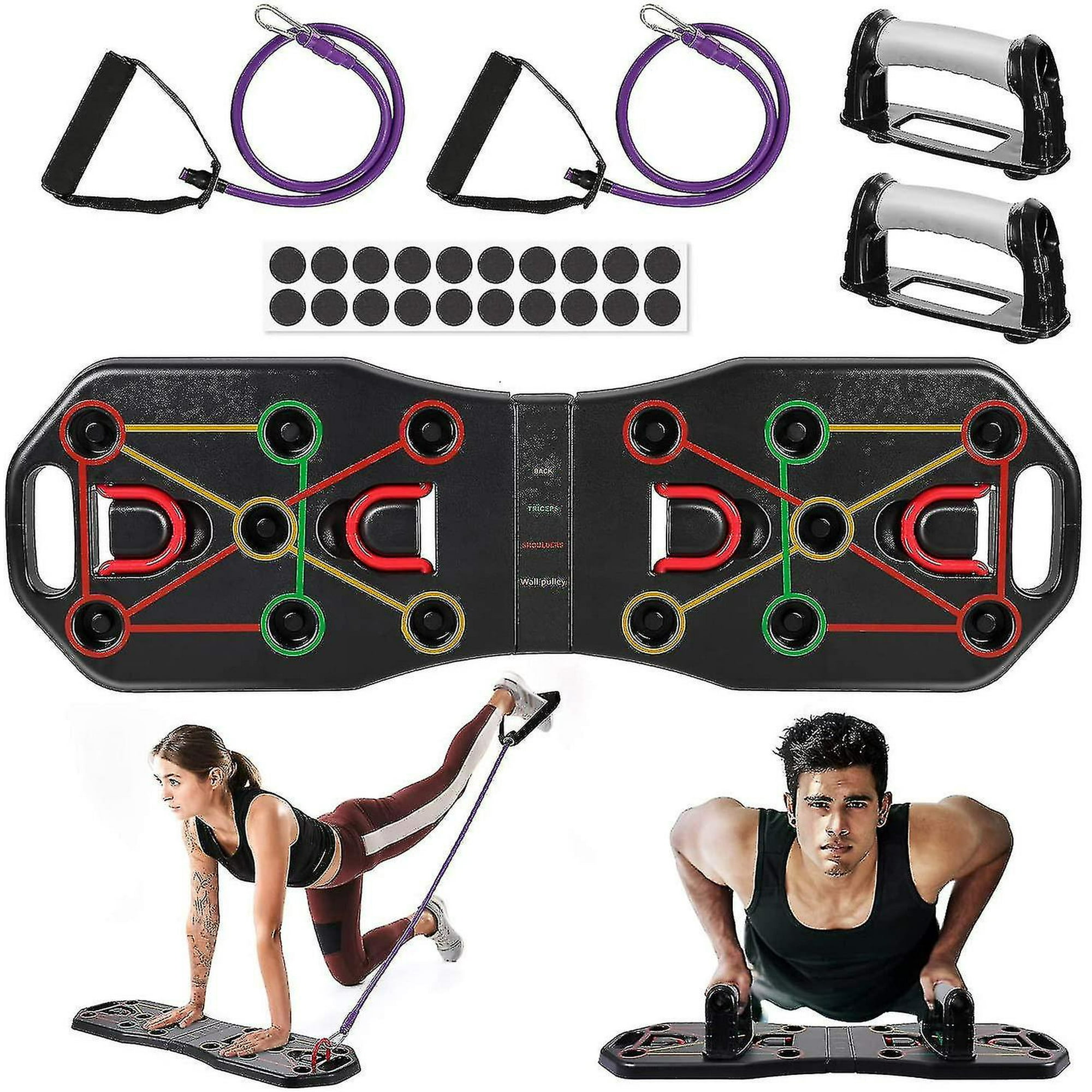 Push Up Board In Foldable Muscle Board With Resistance Bands