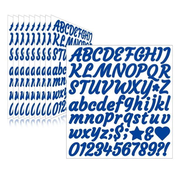 Llewyn Stickers de letras 730 piezas impermeables azules de 2,5 cm