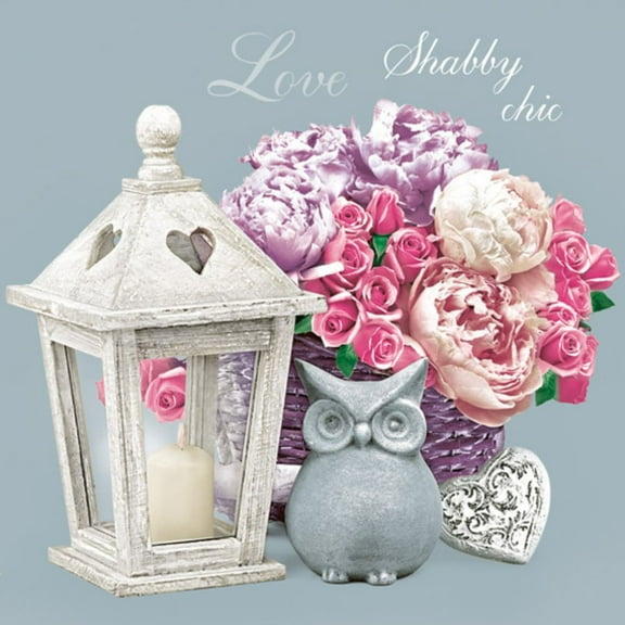 Keep Unique Valentine's Floral Decorated Love Shabby Chic Paper Napkins, Assorted Color, 20/Pack