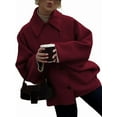 thumbnail image 4 of Female Trench Coat Long Sleeve Lapel Casual Jackets Winter Outerwear Wine Red XS, 4 of 9