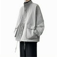 thumbnail image 1 of Men Jacket Solid Color Pockets Button -padded Clothes Three-dimensional Quilting Stand Collar -padded Clothes Coat with Pocket Gray XXXXXL, 1 of 4