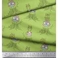 thumbnail image 3 of Soimoi Green Silk Fabric Tree Stump & Owl Cartoon Decor Fabric Printed Yard 42 Inch Wide, 3 of 3