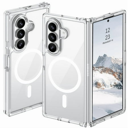 VENINGO Magnetic Phone Case for Samsung Galaxy Z Fold7,Compatible with Mag-safe Transparent Shockproof Protection Yellowing Resistant Case for Samsung Galaxy Z Fold7, Clear