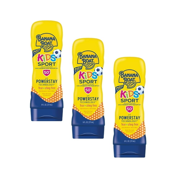 3 Pack Banana Boat Kids Sport Sunscreen Lotion SPF 50  6oz Each
