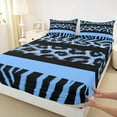 thumbnail image 3 of Feelyou Blue Leopard Print Queen Sheet Sets, Fashion Zebra Wildlife Bed Set, 4-Piece, 3 of 7