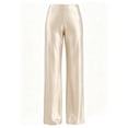 thumbnail image 5 of KLHDSF Pants For Women Satin Drapey Straight Wide Leg Pants High Waist Casual Trendy Summer Trousers Beige L, 5 of 6
