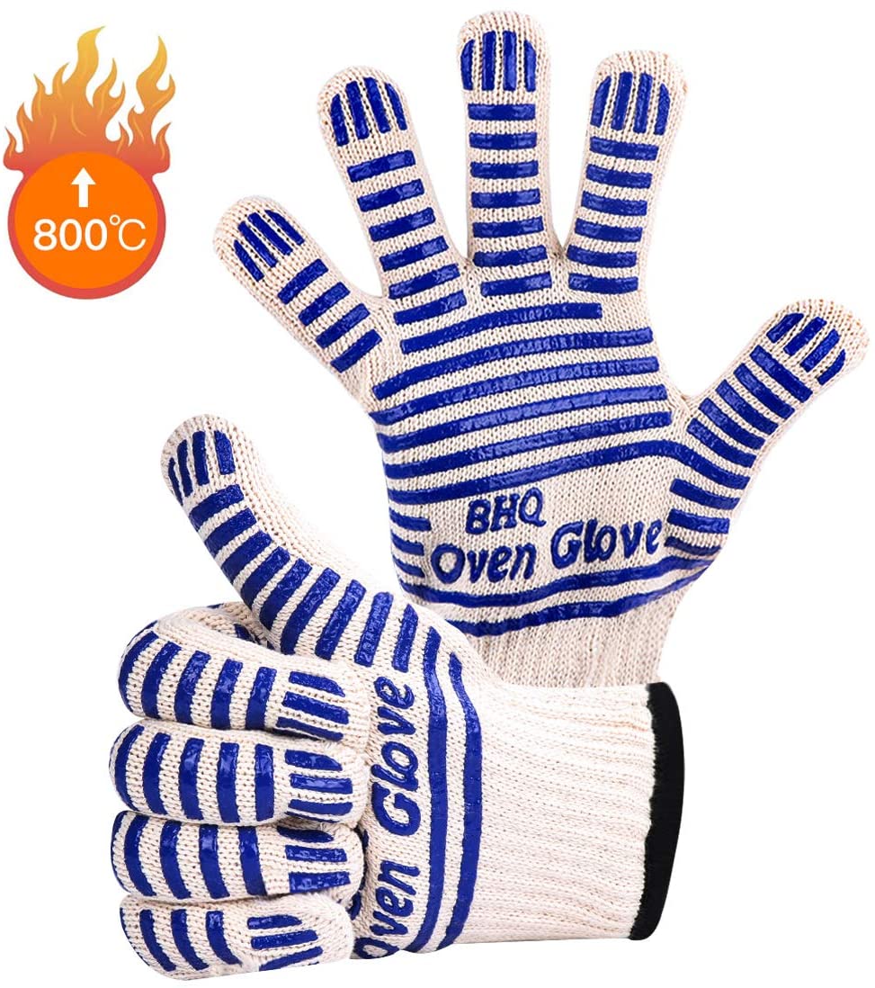 Gants De Four Doubles Et Longs - Gants De Cuisine Résistants à La Chaleur Pour Four, Barbecue, Grill