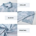 thumbnail image 4 of Men’s Casual Polo Shirt 3-Button Moisture Wicking Golf Shirts Short Sleeve UPF30 White Leaf Print Blue S, 4 of 8